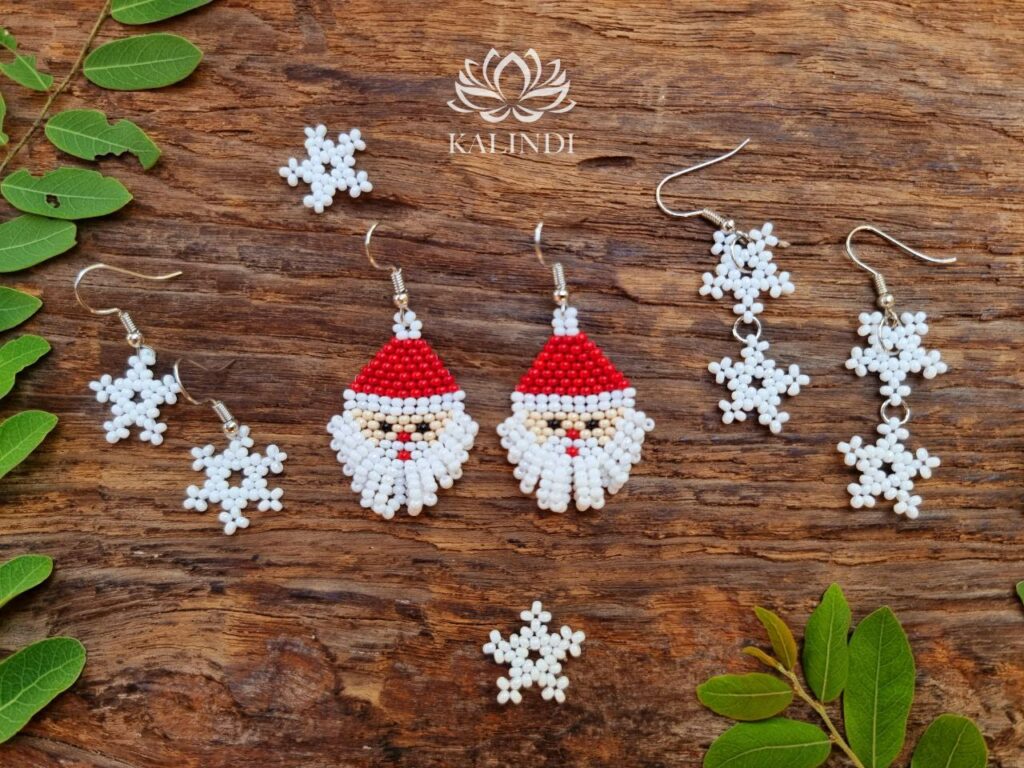 Santa Claus Christmas Beaded Earrings