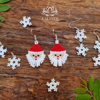 Santa Claus Christmas Beaded Earrings