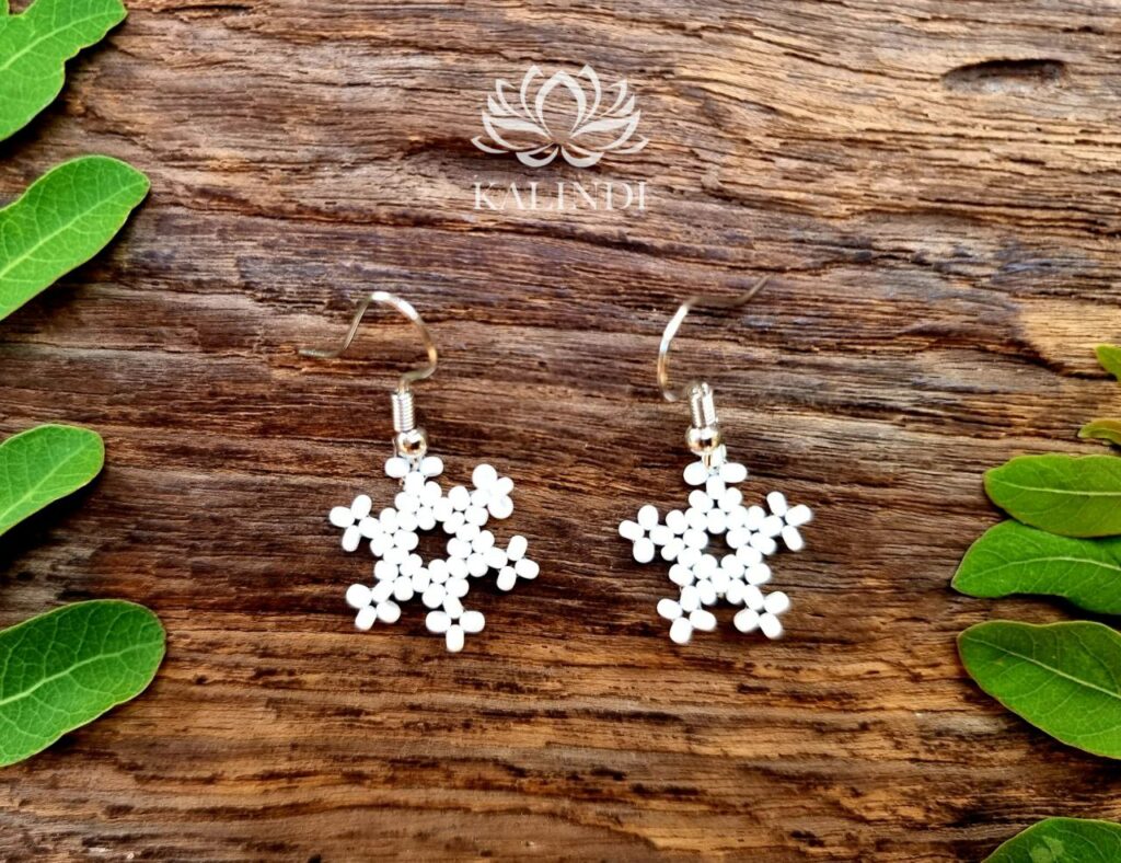 Snowflake Christmas Beaded Earrings