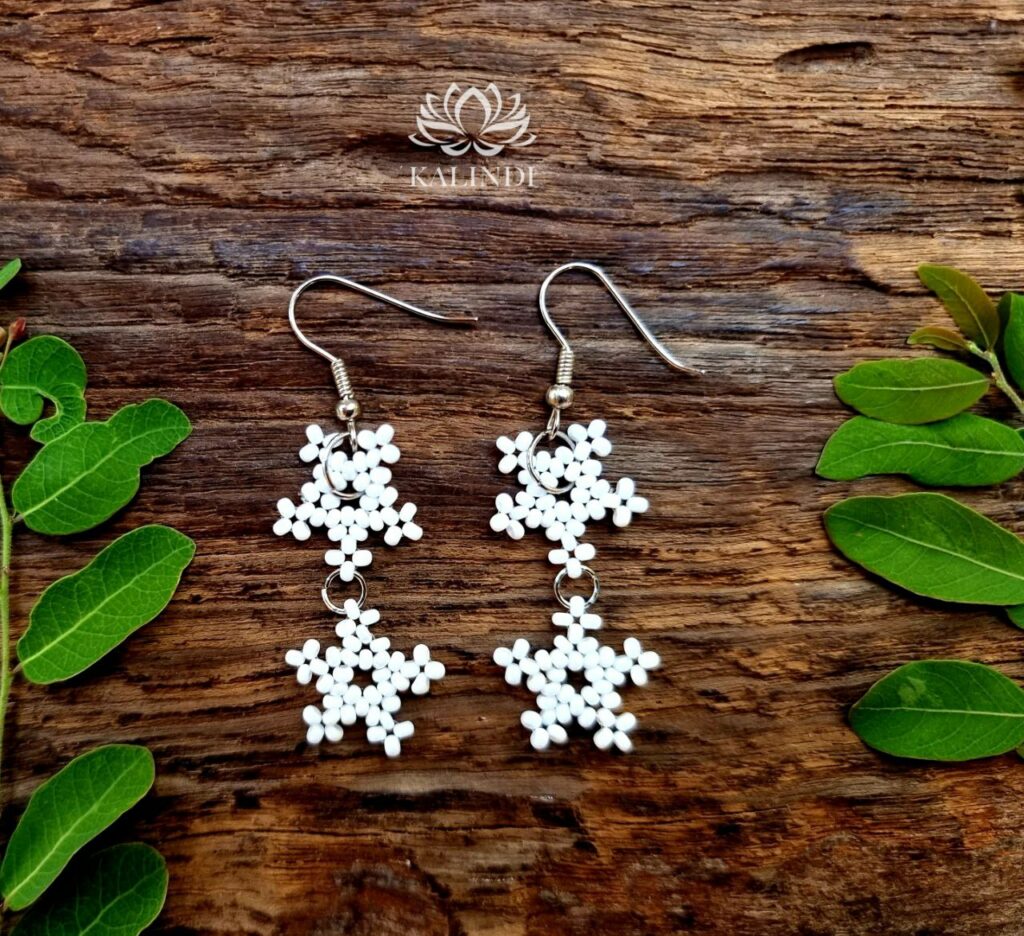 Snowflake Christmas Beaded Earrings