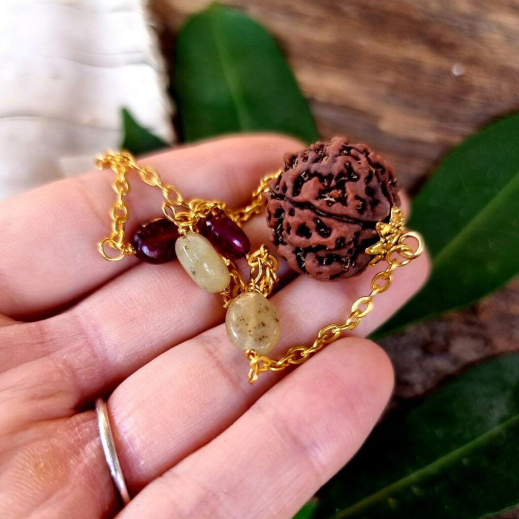 FIVE MUKHI RUDRAKSHA RUBY & jade