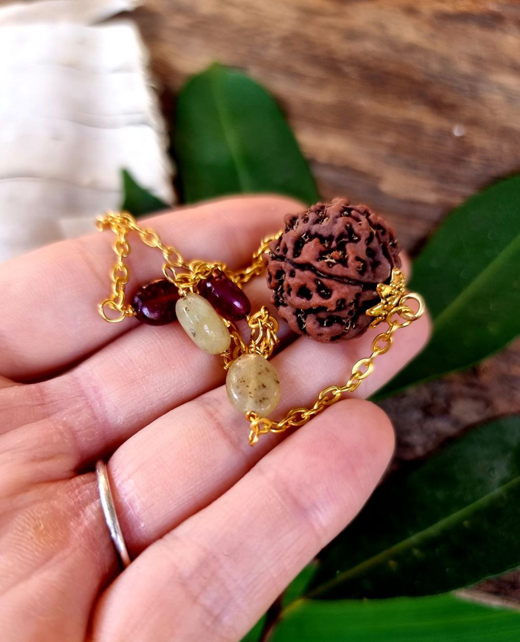 FIVE MUKHI RUDRAKSHA RUBY & jade