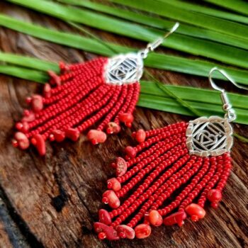 Kalindi Muladhara chakra earrings with coral