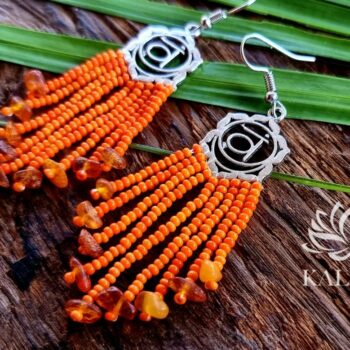 Kalindi Svadhisthana chakra earrings with amber