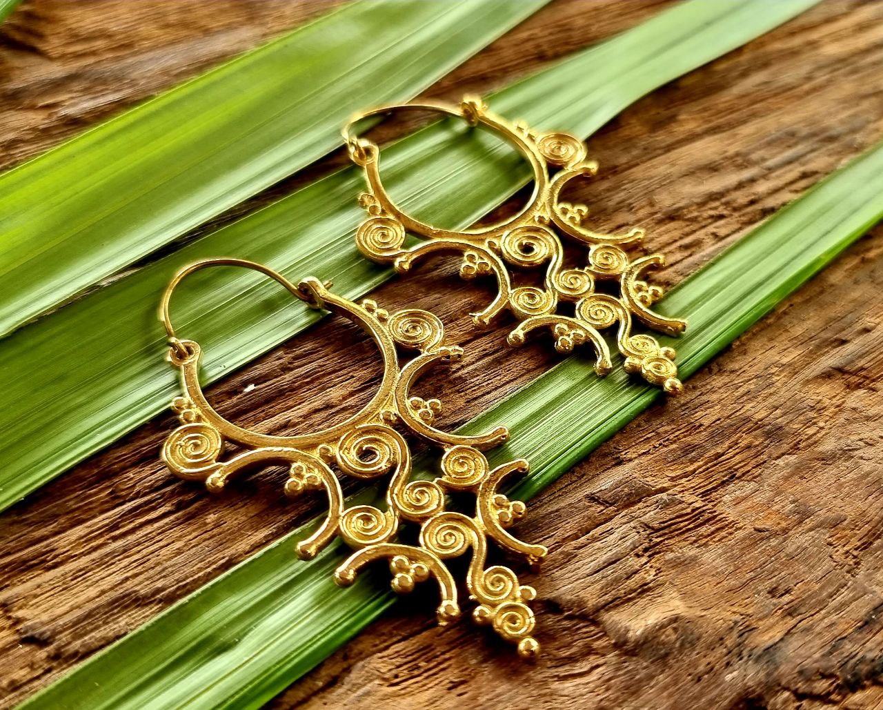 Indian brass earrings, boho earrings