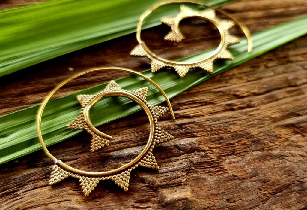 Indian brass earrings, boho earrings