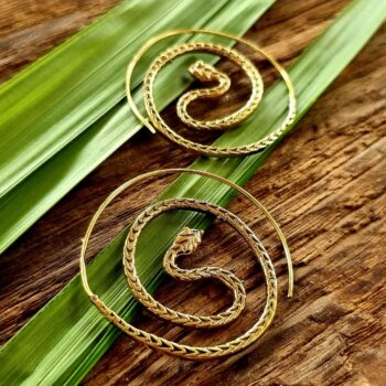 Indian brass earrings, boho earrings, snake earrings