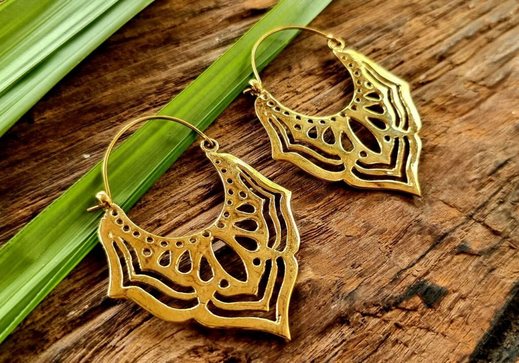 Indian brass earrings, boho earrings