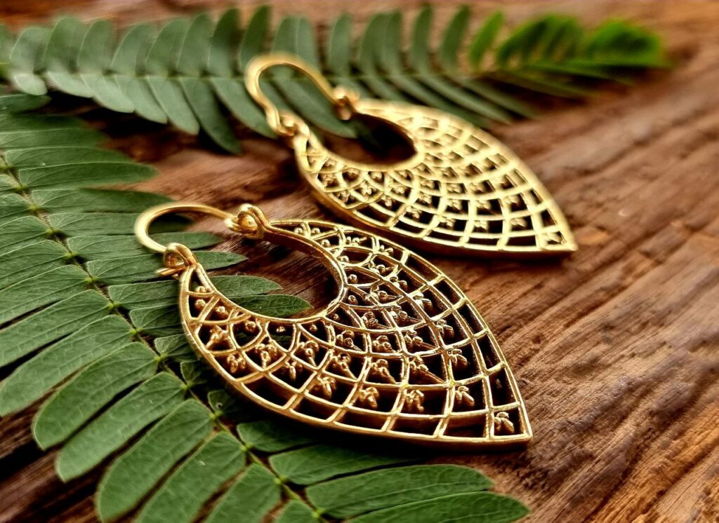 Indian brass earrings, boho earrings