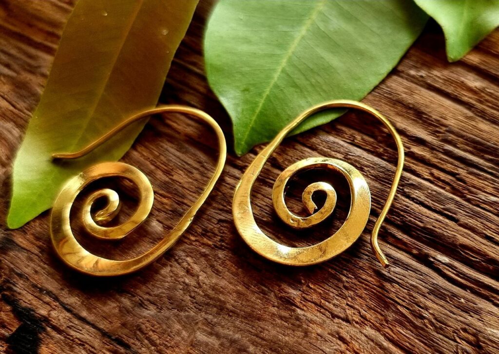 Indian brass earrings, boho earrings