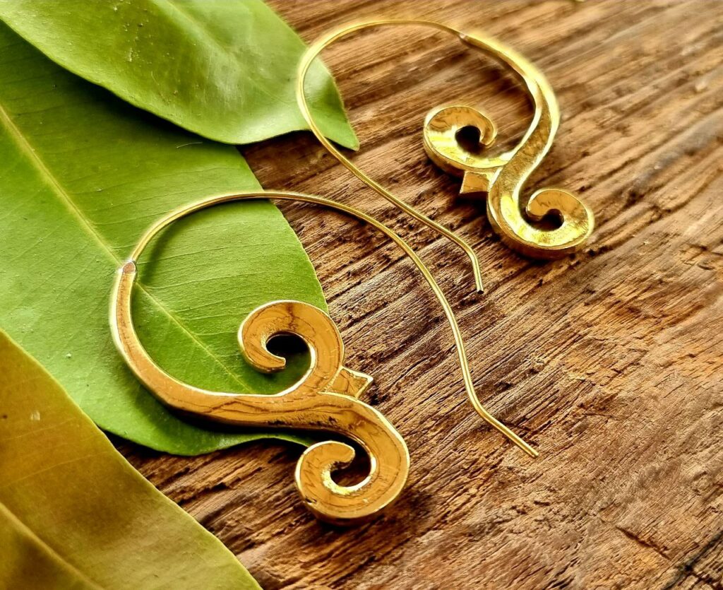 Indian brass earrings, boho earrings