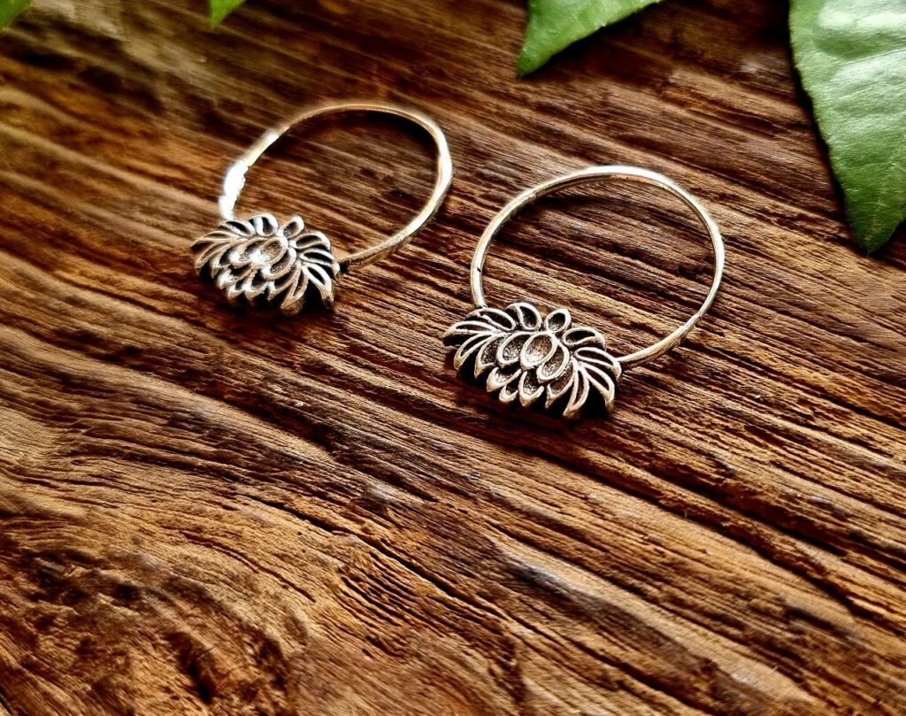 Indian earrings, boho earrings, lotus earrings