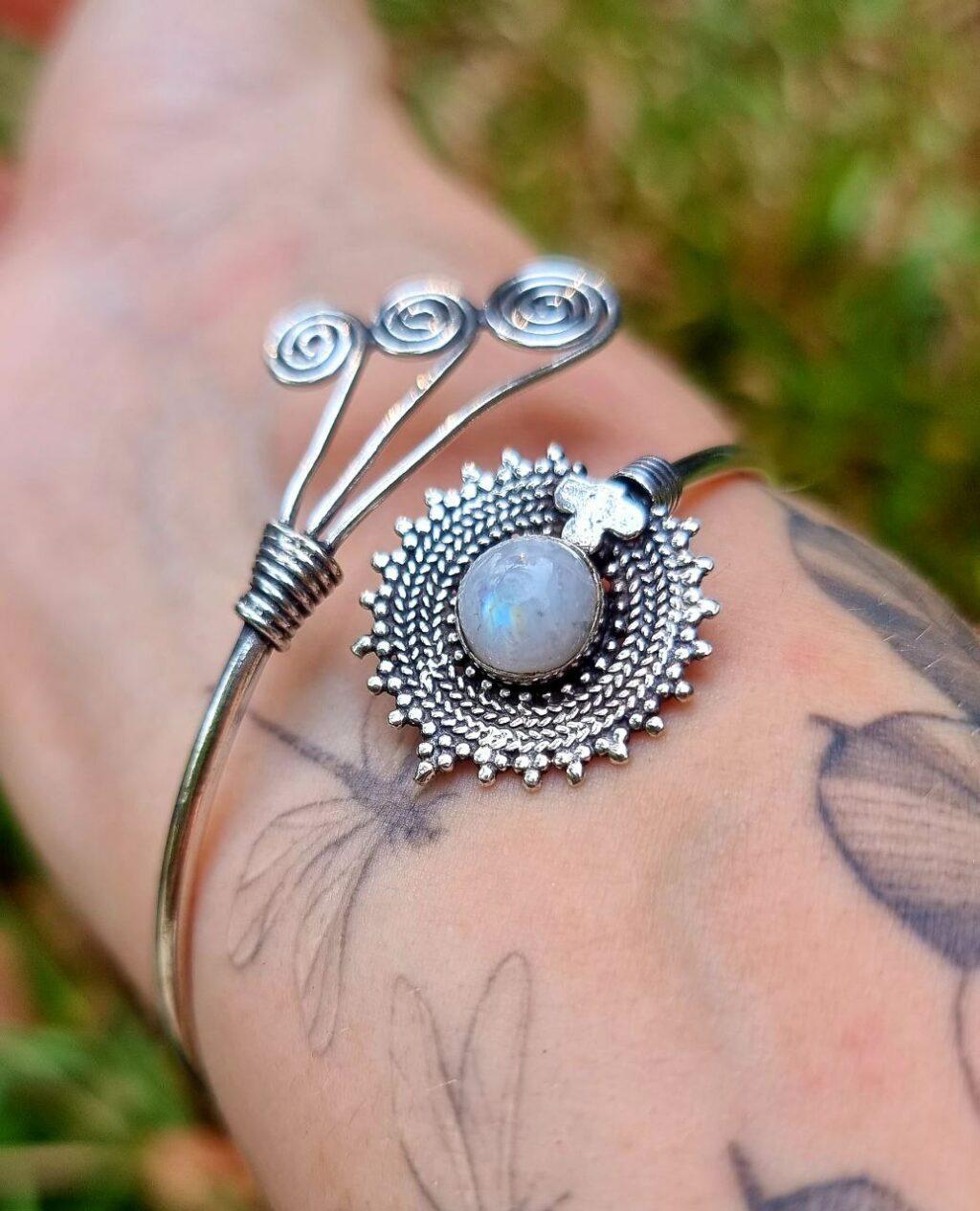 handmade boho-style moonstone bracelet from India