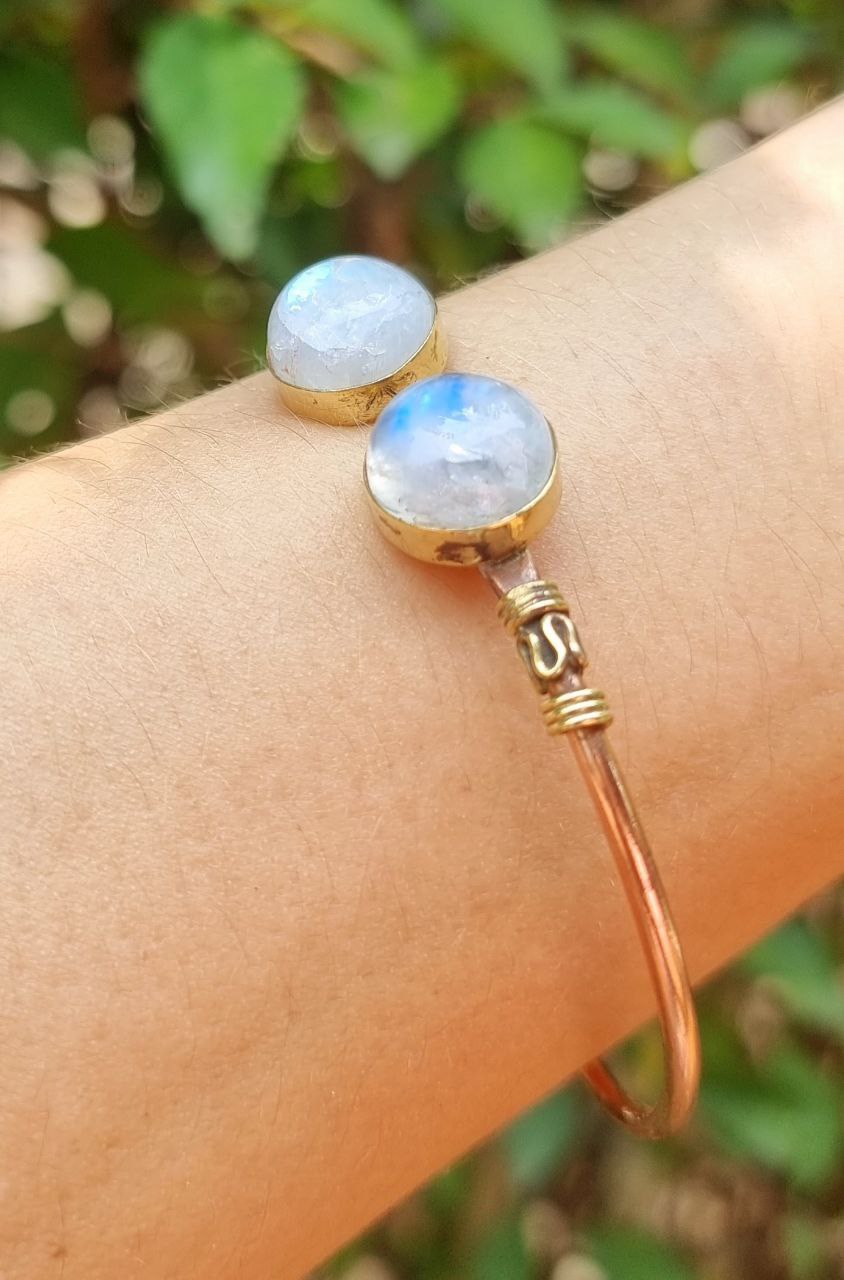 handmade boho-style moonstone bracelet from India