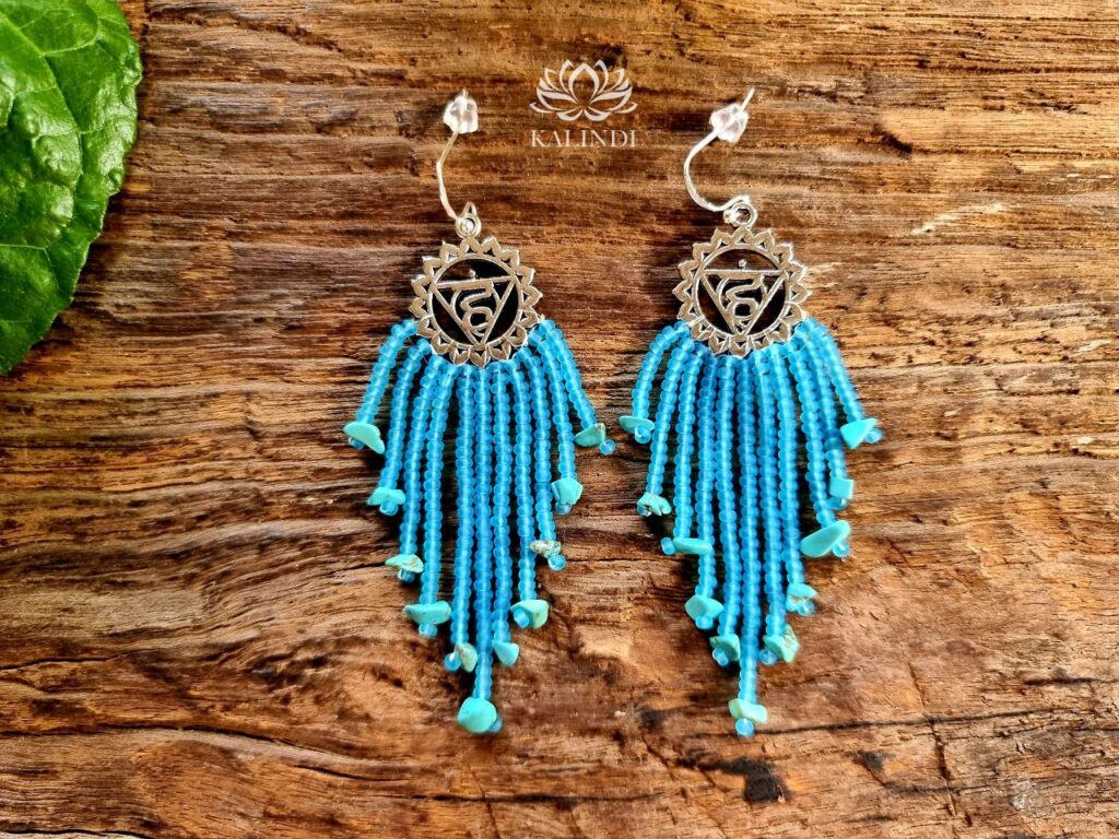 Kalindi Vishuddha chakra earrings with turquoise