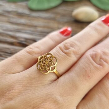 handmade boho-style mandala ring from India