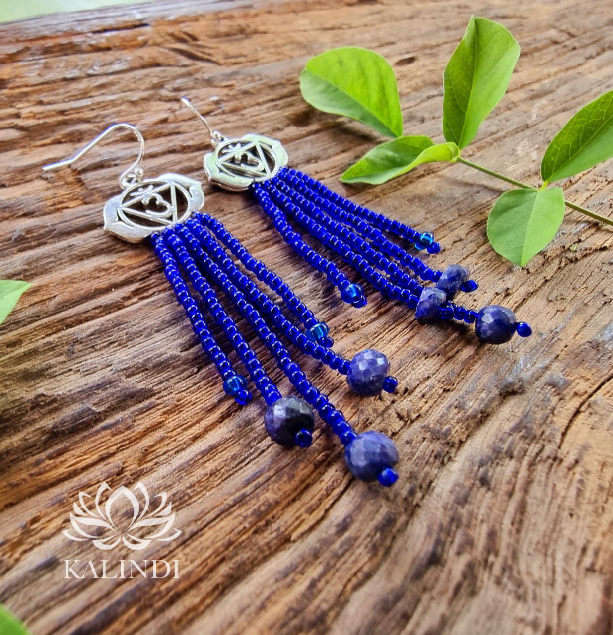 Kalindi Ajna chakra earrings with sapphires