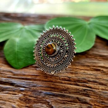 handmade boho-style tiger's eye ring from India