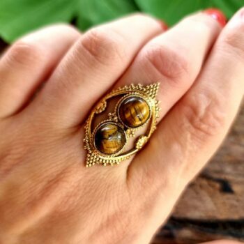 handmade boho-style tiger's eye ring from India