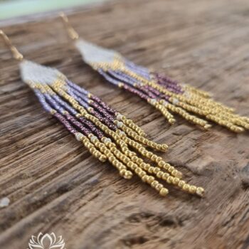 Kalindi Purple beaded earrings with fringe