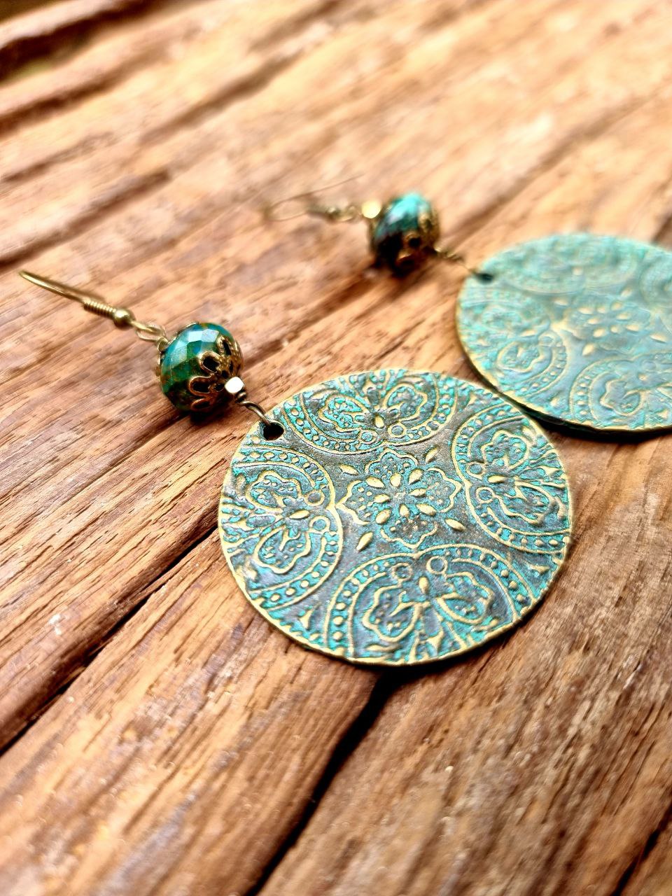 handcrafted vintage-style chrysocolla earrings