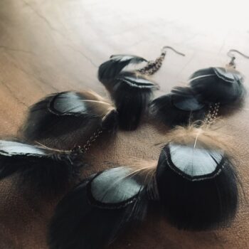 green feather earrings