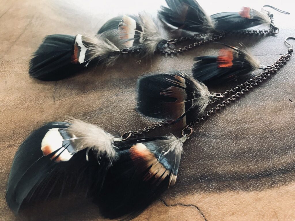 black and brown feathers earrings