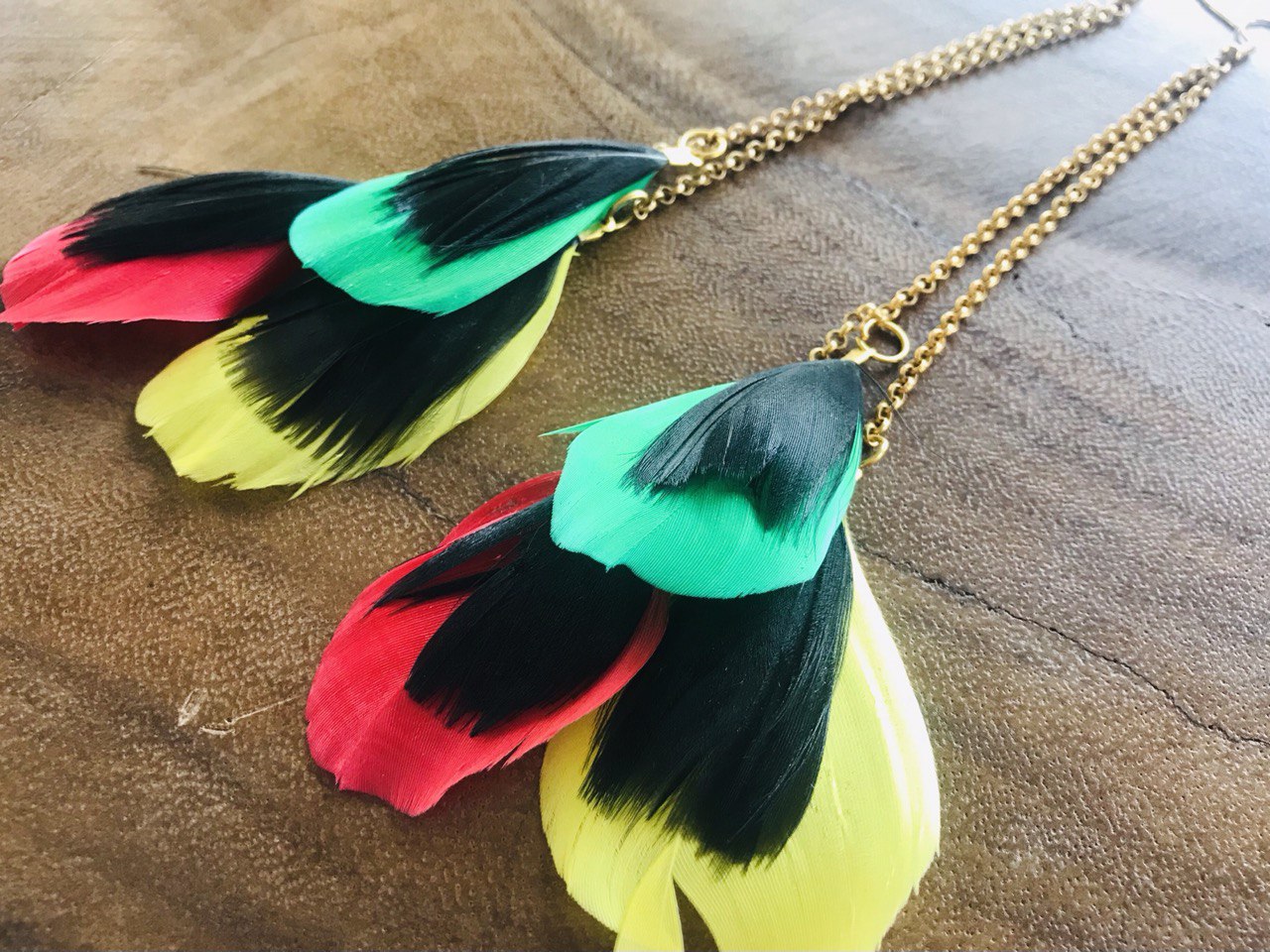 Rasta feathers earrings