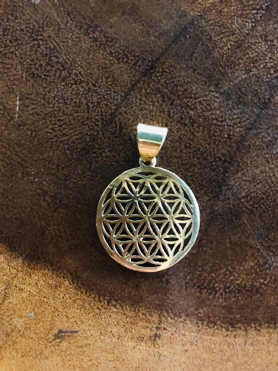 Small Flower of Life Pendant - Brass