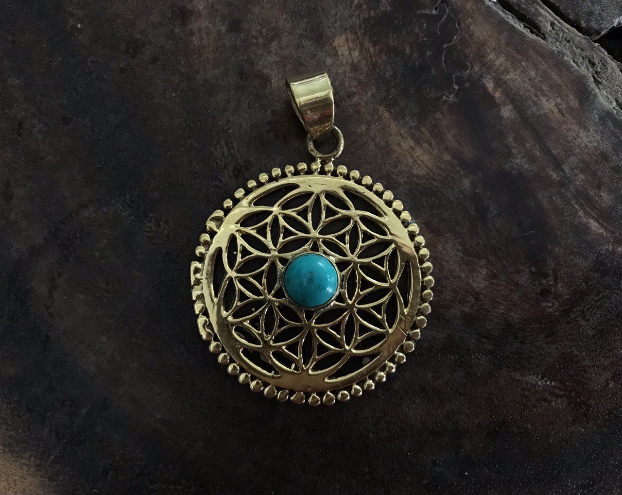 Flower of Life Pendant - turquoise