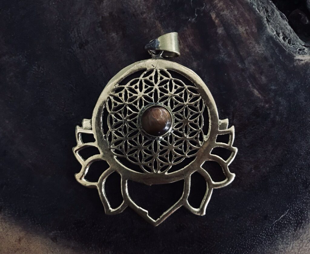 Flower of Life Pendant - Tiger's Eye