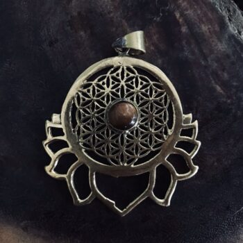 Flower of Life Pendant - Tiger's Eye