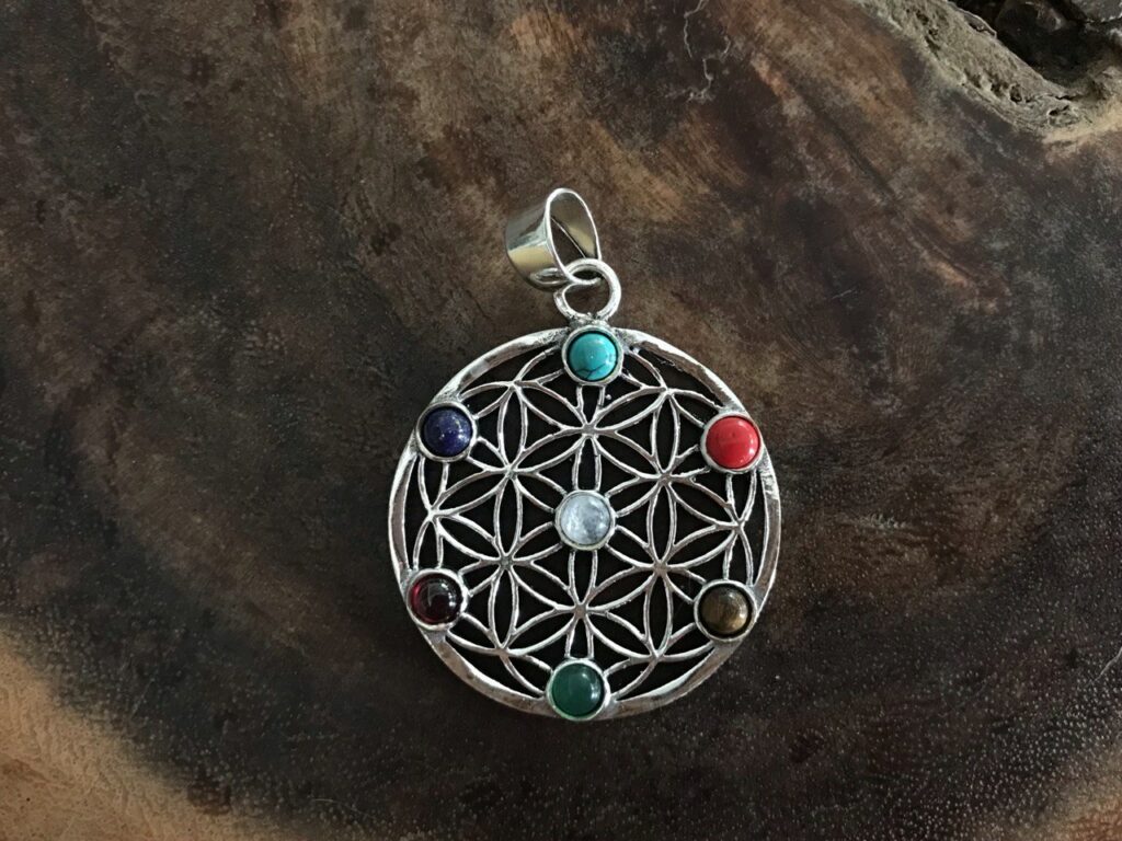 Flower of Life with 7 Chakra Stones Pendant