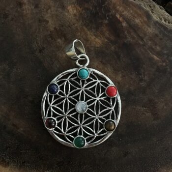 Flower of Life with 7 Chakra Stones Pendant