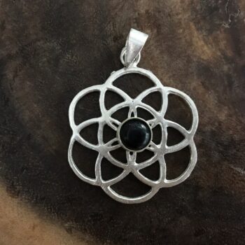 Flower of Life with Black Agate Pendant