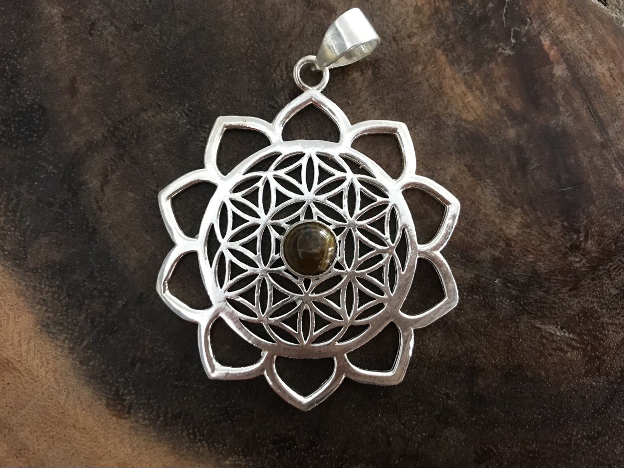 Flower of Life with Tiger’s Eye Pendant