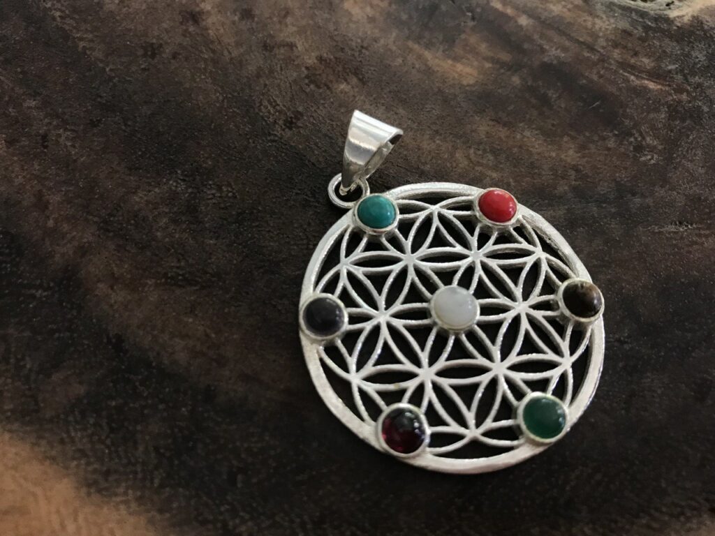 Flower of Life with 7 Chakra Stones Pendant