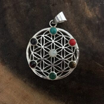 Flower of Life with 7 Chakra Stones Pendant