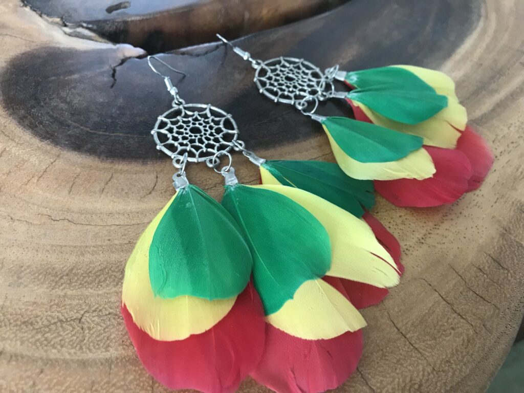 Vibrant Feather Dreamcatcher Earrings: Bohemian Elegance