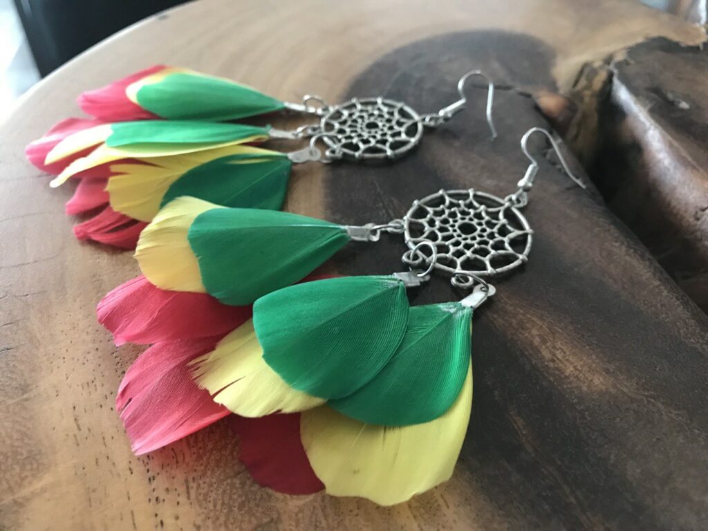 Vibrant Feather Dreamcatcher Earrings: Bohemian Elegance