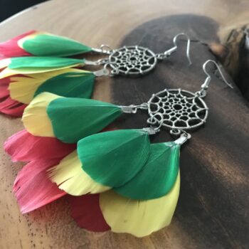 Vibrant Feather Dreamcatcher Earrings: Bohemian Elegance