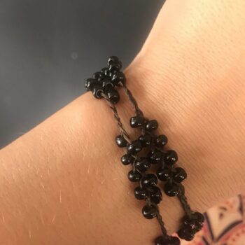 Handmade Macramé Bracelet with Black Beads