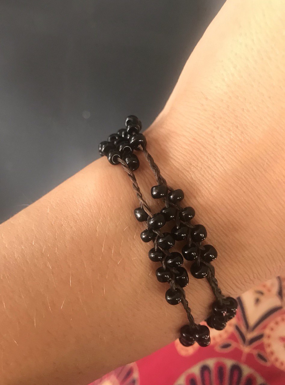 Handmade Macramé Bracelet with Black Beads