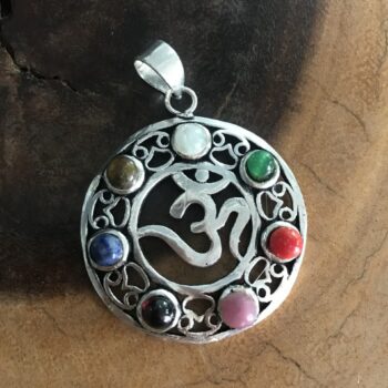 Om with 7 Chakra Stones Pendant