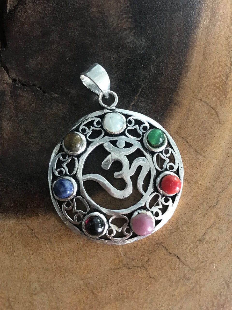 Om with 7 Chakra Stones Pendant