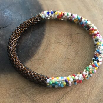 Crochet bracelet made of multicolor beads