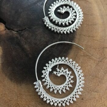 Ethnic Style Spiral Earrings - Silver-Tone Alloy, 4 cm