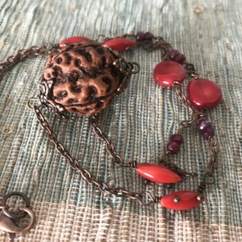 4 Mukhi Rudraksha Pendant with Red Corals and Rubies