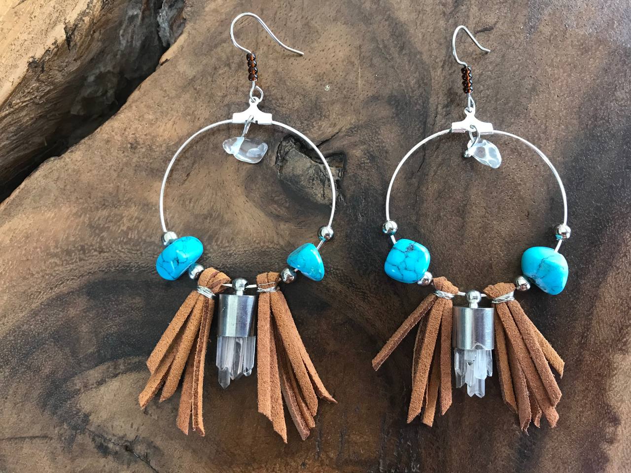 Quartz Crystal Hoop Earrings