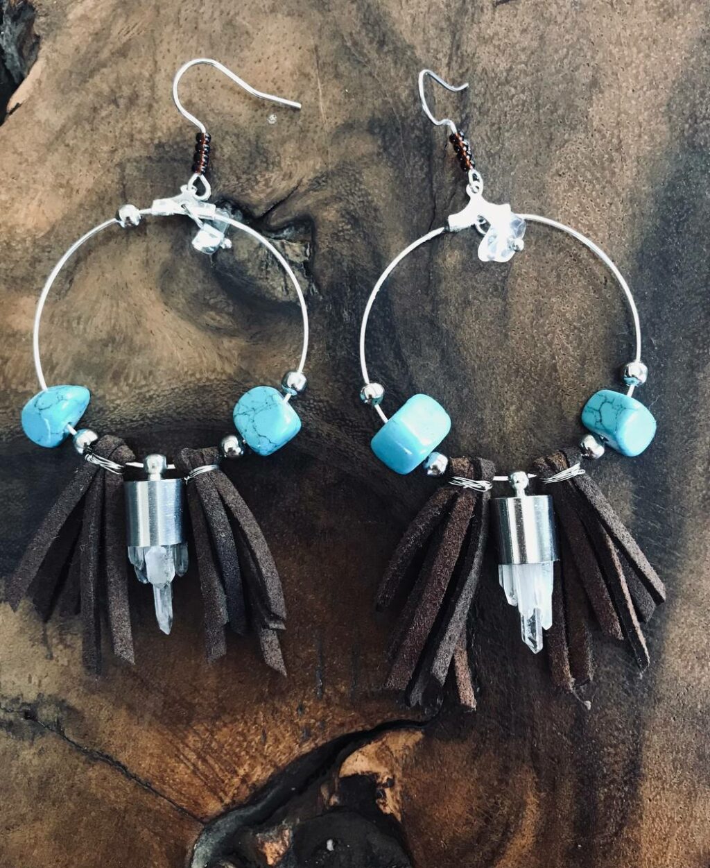 Quartz Crystal Hoop Earrings